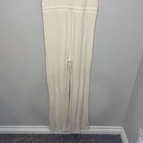 Beyond Yoga Jumpsuit Womens Medium Ivory Ribbed V-Neck Drawstring Made in USA - Picture 9 of 12